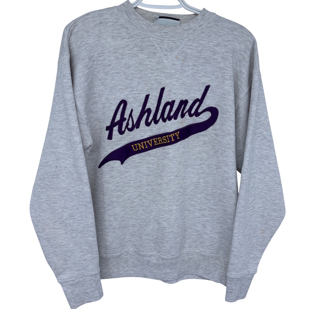 Vintage 80s 90s Ashland University‎ Sweatshirt Mens Medium Gray Embroidered